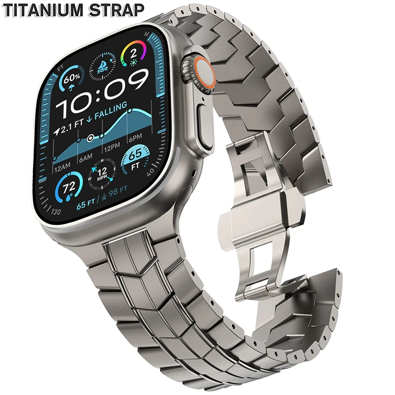 

Роскошный титановый ремешок для Apple Watch Ultra 3 2 49 мм серии 11 10 46 мм 45 мм 44 мм 42 мм Мужской металлический ремешок для Iwatch 9 8 7 6 SE 5 4 3