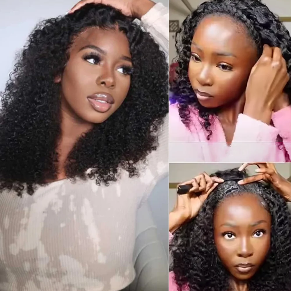 

32-дюймовый вьющийся полупарик из человеческих волос Go Wig Человеческие волосы 3 в 1 Полупарики на шнурке Бесшовные откидные парики для женщин Плотность 200