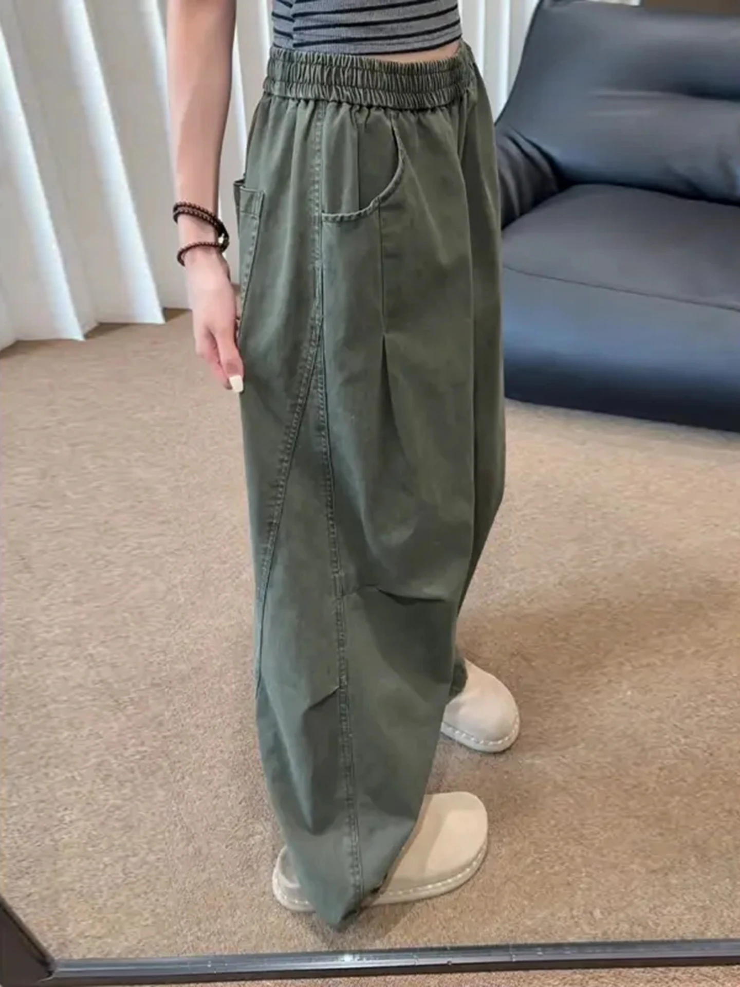 

Мужские повседневные брюки в стиле милитари, осенние, американские ретро-брюки с широкими штанинами, рабочая одежда, дизайнерские спортивные брюки для отдыха, с защипами по низу штанин