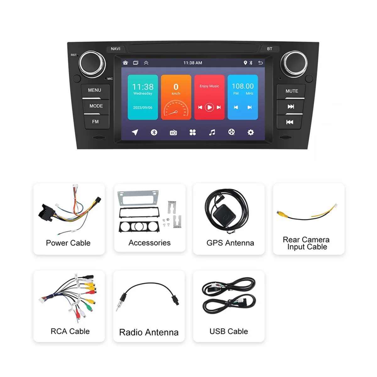 Autoradio voor 3 Serie E90, 2 Din 7Inch Android 13 2G & 64G Carplay Android Auto Bluetooth GPS FM Multimedia Speler