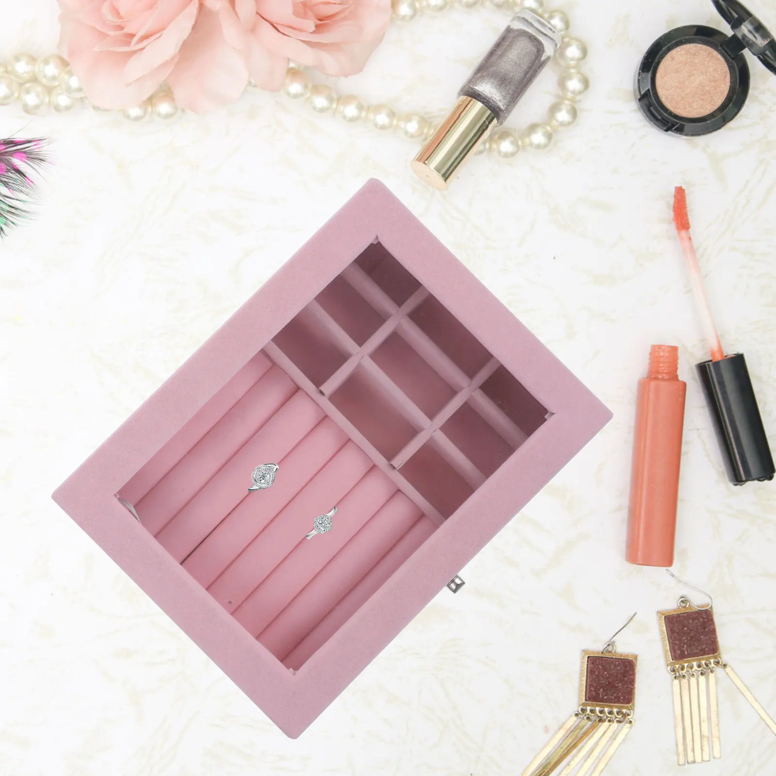 

Flannel Jewelry Box High Capacity Necklace Holder Ring Storage Women Gift Dust Proof Home Decor Waterproof Design Jewelry