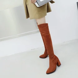 Oversize Large size Big size Autumn and winter boots  Pointed toe Thick Heel winter boots for women  Comfortable