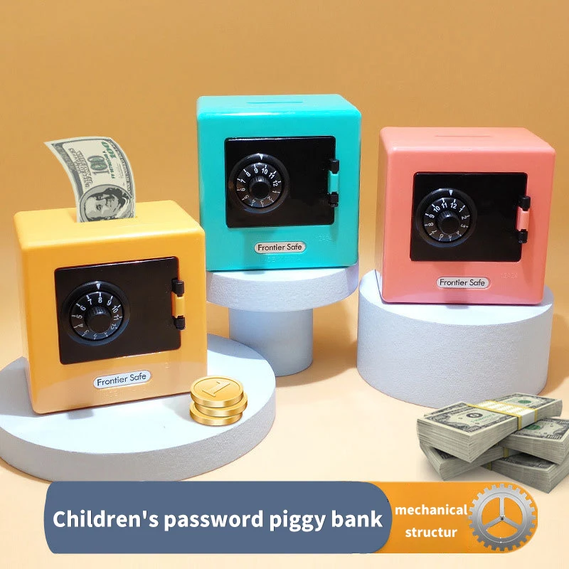 Mini Bank Money Box Retro Atm Rotating Password Cash Coins Saving Box Bank Safe Box Automatic Deposit Banknote