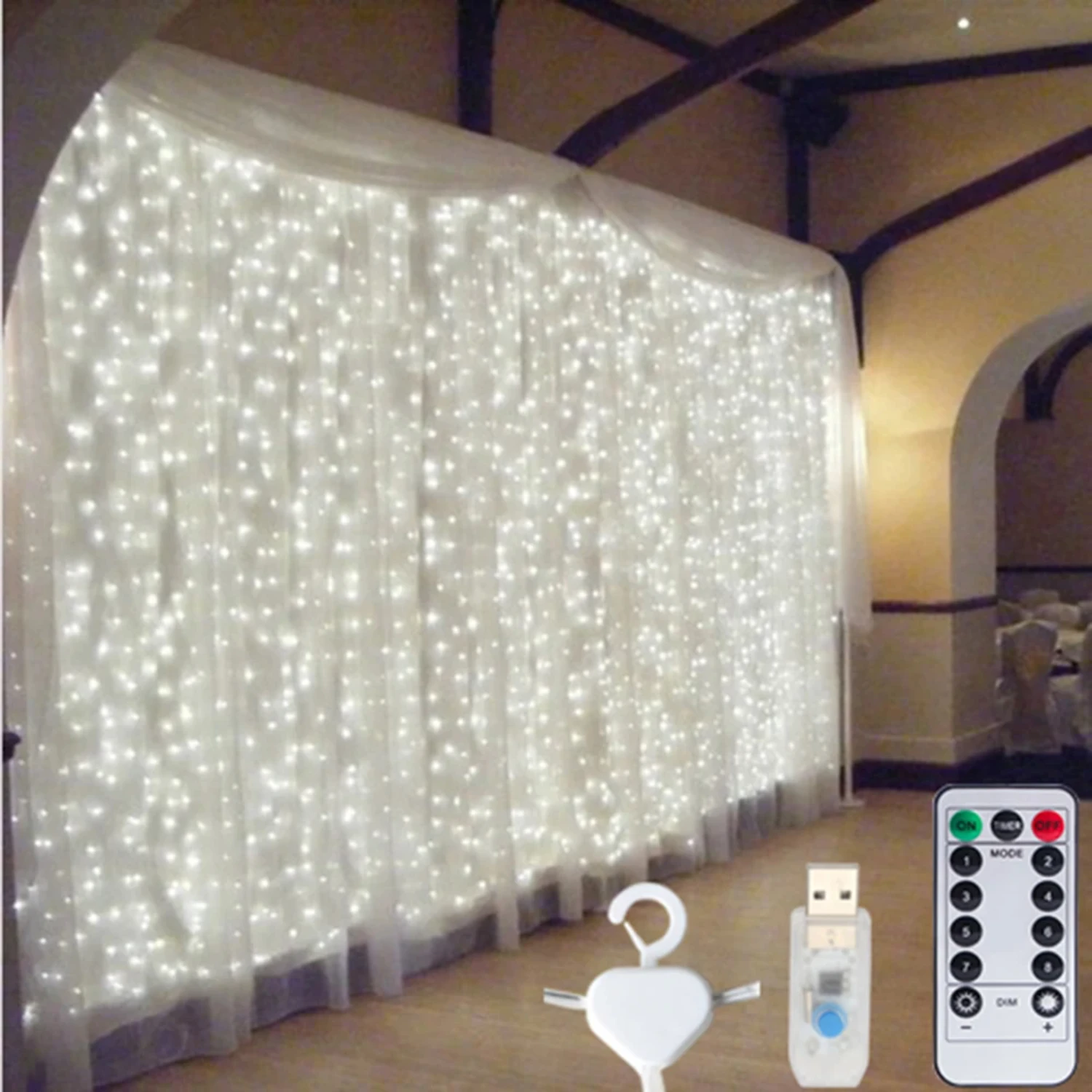 Add a Touch of Sparkle to Your Home Decor with Beautiful Year-Round LED Fairy Curtain Lights Garland USB String - Perfect for We