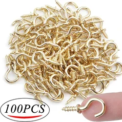 50/100pcs Screw-in Hooks Iron Mini Hanger Cup Extend Hook for Outdoor String Lights Ceiling Hanging Plants Mug Arts Decorations