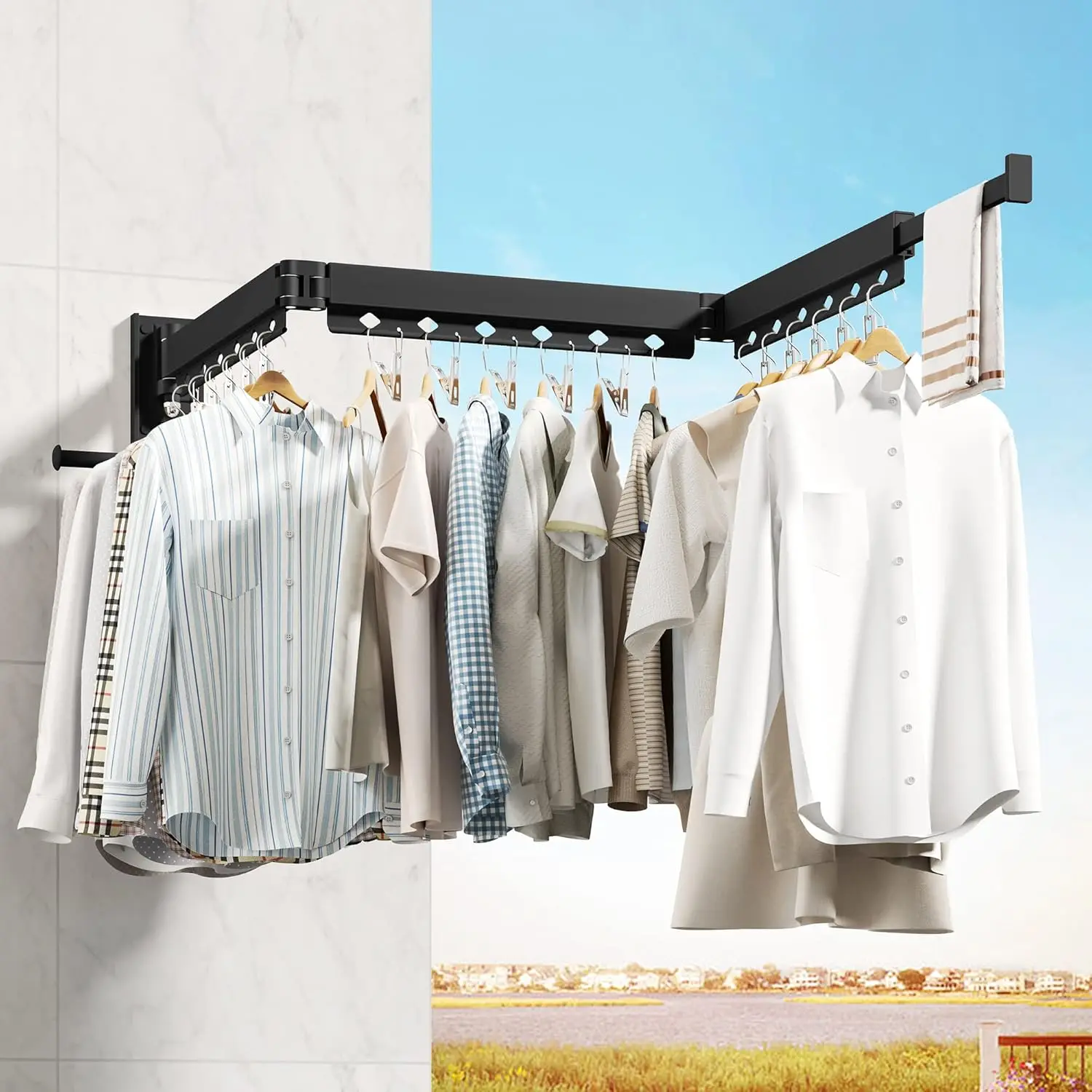 l Mounted Clothes Hanger,Clothes Drying Rack,Laundry Drying Rack,Clothes Rack,Laundry Rack Wall Mount,Retractable