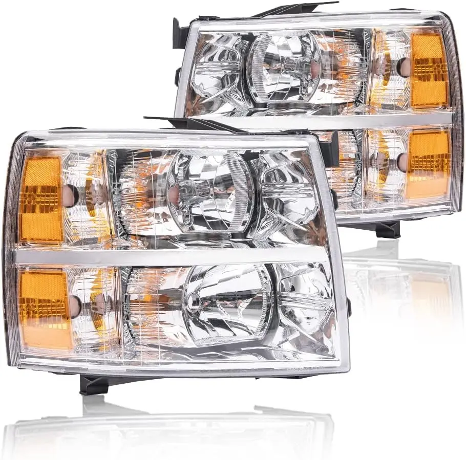 

Headlights Assembly Left+Right Side Compatible with Chevy Silverado 1500 2007 2008 2009 2010 2011 2012 2013/2500 3500 2500HD 350