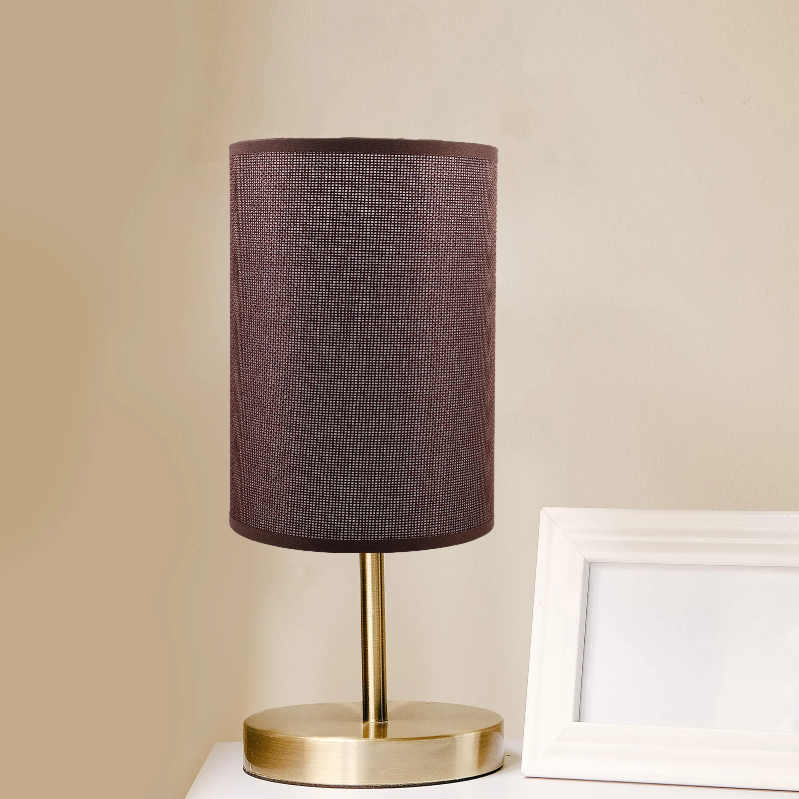 

Round Lamp Shade E27 Base Linen Iron Simple Bedroom Living Room Decorative Replacement Fabric Lampshade For Floor Table Light