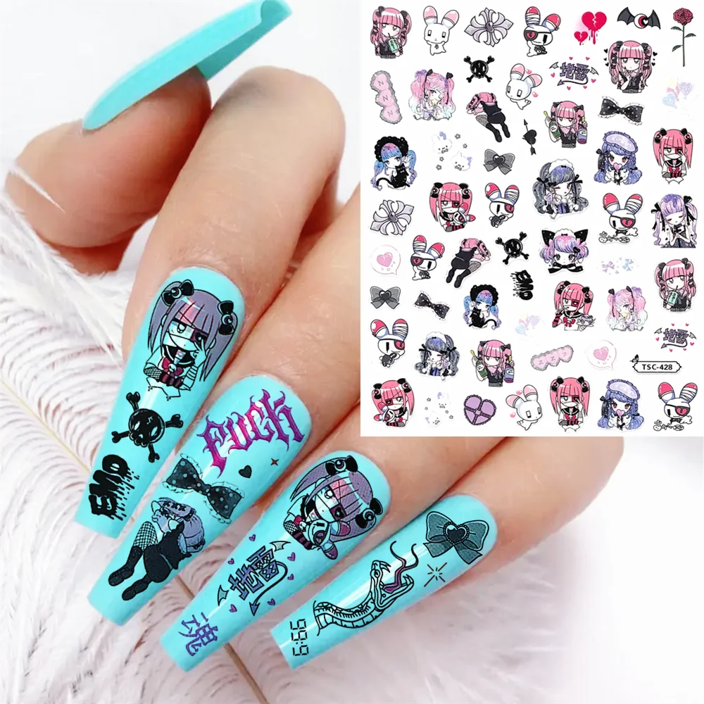 TSC-408 TSC-438 Beautiful lead singer NANA Cat\'s Eye Queen DIY 3D Back glue Nail Art Stickers Decals Sliders