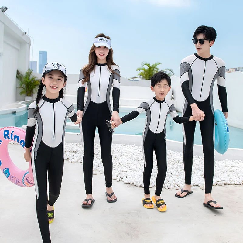 Surfing Swimsuit for Women Man children Boy Girls Long Sleeve Bathing Suits diving suit Wetsuits Family Swimwear Rash Guard 2022