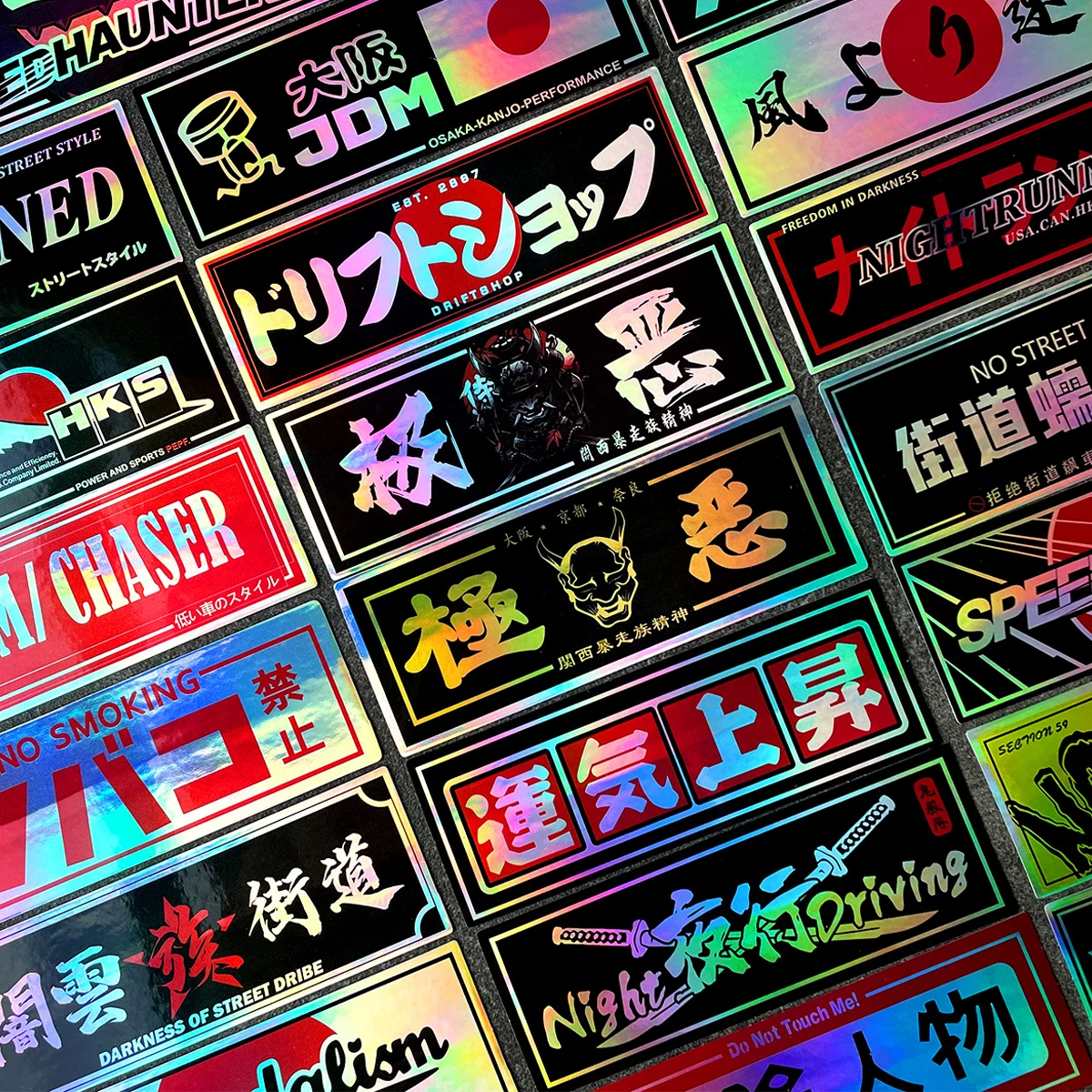 24 Uds láser Arco Iris Oni Samurai JDM Moto pegatinas de vinilo casco de motocicleta calcomanías accesorios para Voge Kawasaki Yamaha CFMOTO BMW