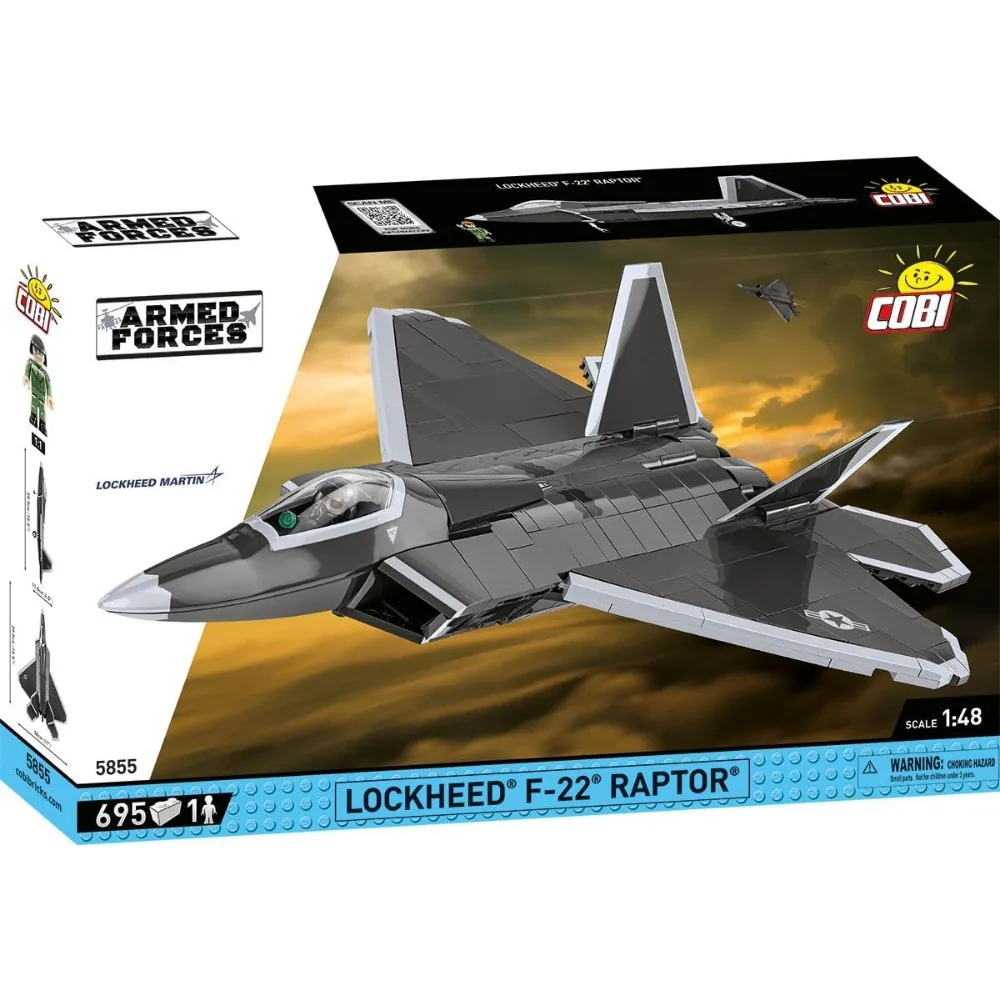 Serie militar COBI Lockheed F-22 Raptor en diseño monocromático