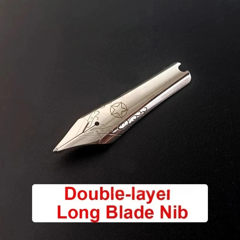 Cheap Sale Rounded Polished Thick Fountain Pen 2.5mm Plain/Hooded Nib Double-layer Long Blade Nib Two-color School Practice Nib