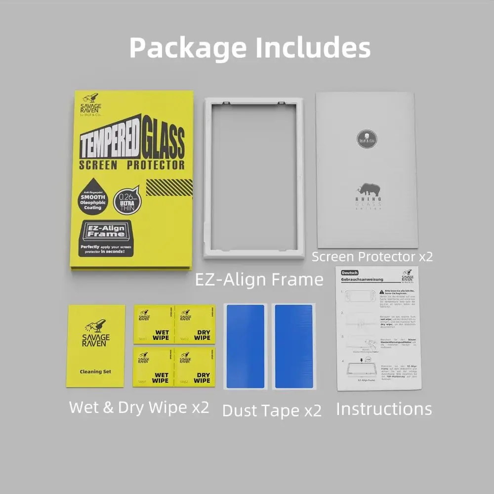 2pack Anti-Fingerprint Screen Protector with EZ-Align Frame HD Tempered Glass Ultra Thin Anti-Scratch for Nintendo Switch 2