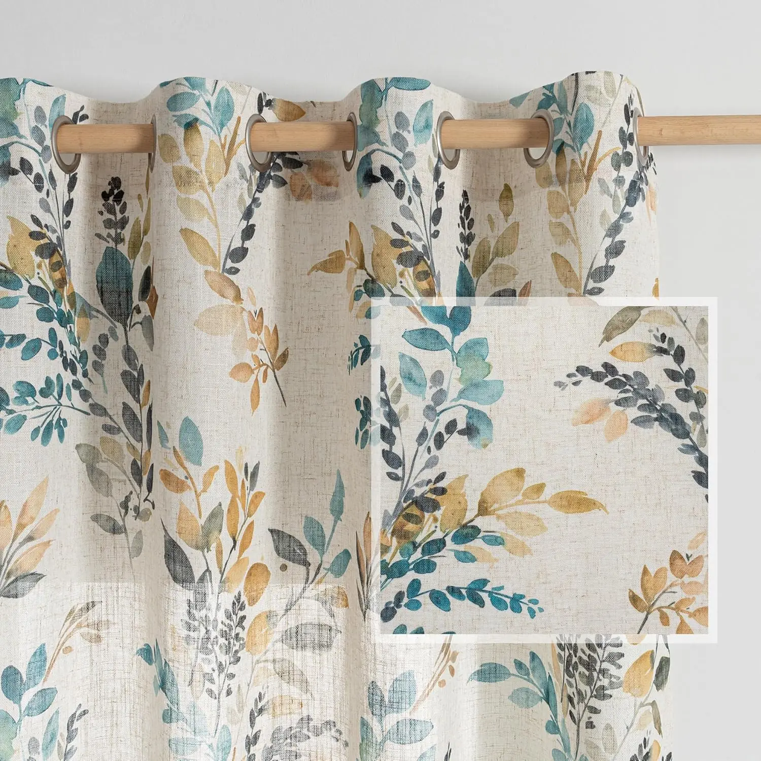 Mysky Home tirai 95 inci Semi tipis Linen campuran panel tirai jendela untuk ruang tamu penyaringan cahaya melindungi privasi