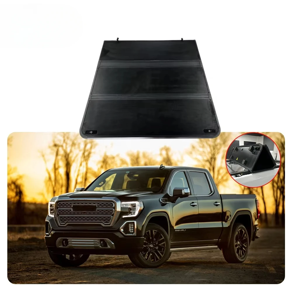 

ST Pickup Truck Bed Cover Hard Tri-fold Folding Tonneau Cover for 2018 gmc Sierra1500 5.8 Bed Accessories Truck Accessories