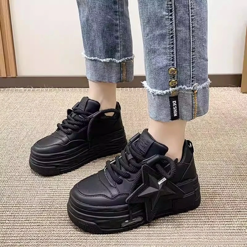 

Hot Selling Women Sneakers Shoes 2025 Autumn Comfortable Fashion White Female Thick Bottom Skateboard Shoe Women Casual Sneakers