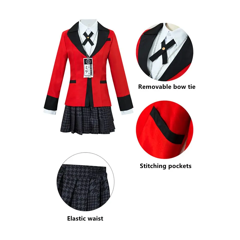 Girls Women School Uniform Anime Kakegurui Cosplay Jabami Momobami Kirari Yumemite Outfits JK Dress