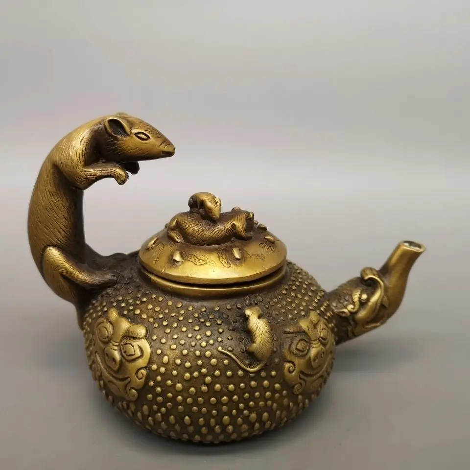 Retro Good luck Mouse rat Teapot Ornament Decoration Tea Pet Figurines Desk Decor Accessories