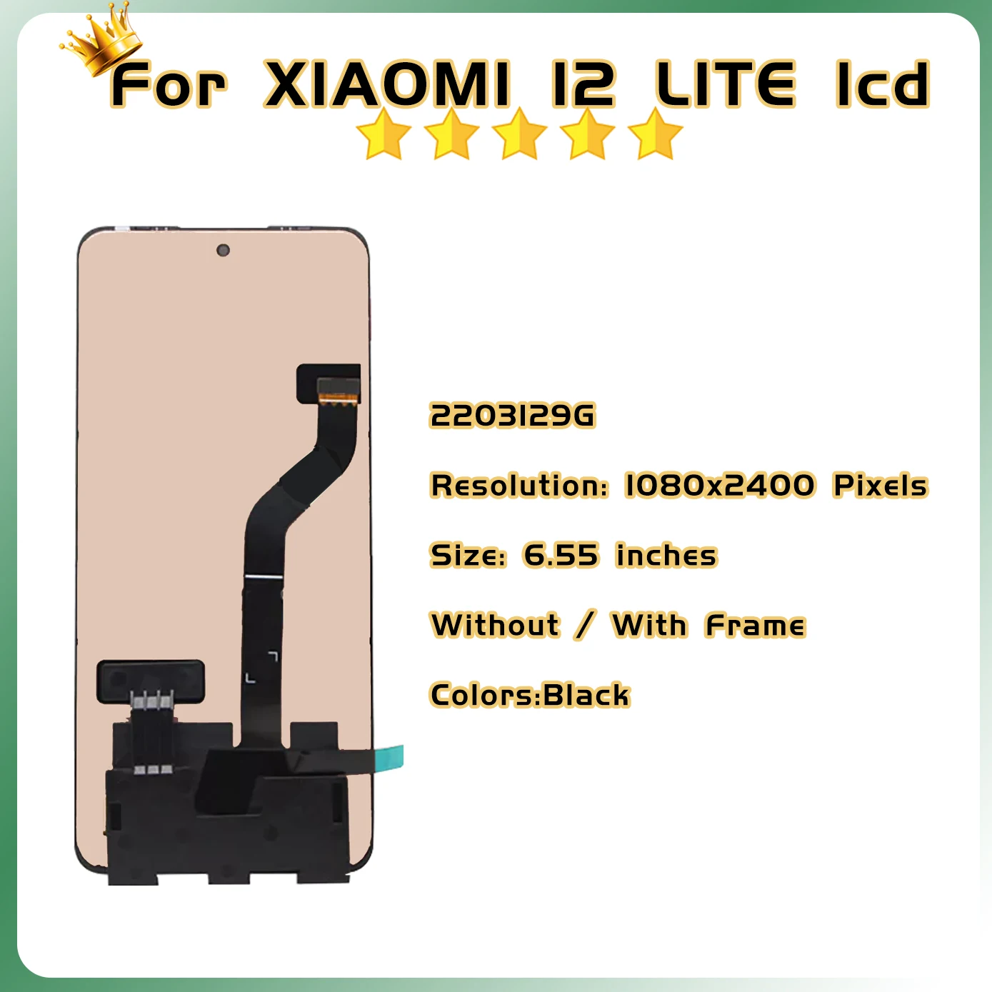 Super AMOLED For Xiaomi Mi 12 Lite Lcd 2203129G Display Touch Screen for Xiaomi 12 Lite Mi12 Lite Lcd Display Digitizer Assembly