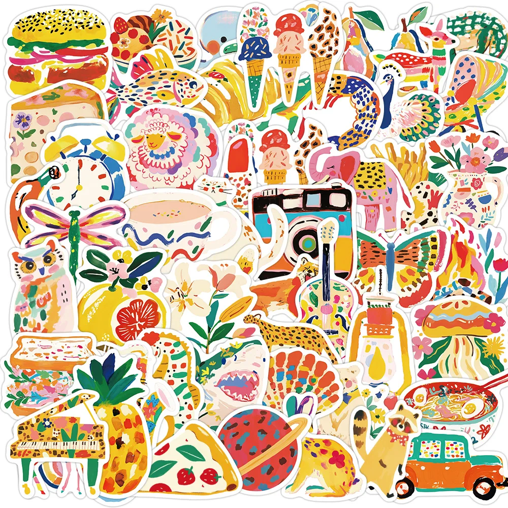 50개 만화 컬러 일러스트 그래피티 스티커 장식 기타 노트북 여행가방 전화 DIY 방수 스티커