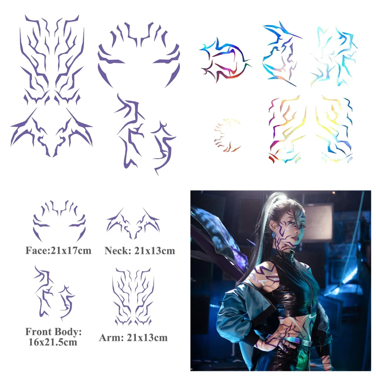 

kpop Demons Hunters Rumi Cosplay Purple Tattoo Sticker Outfits Temporary Tattoo Demons Hunters Fancy Costume