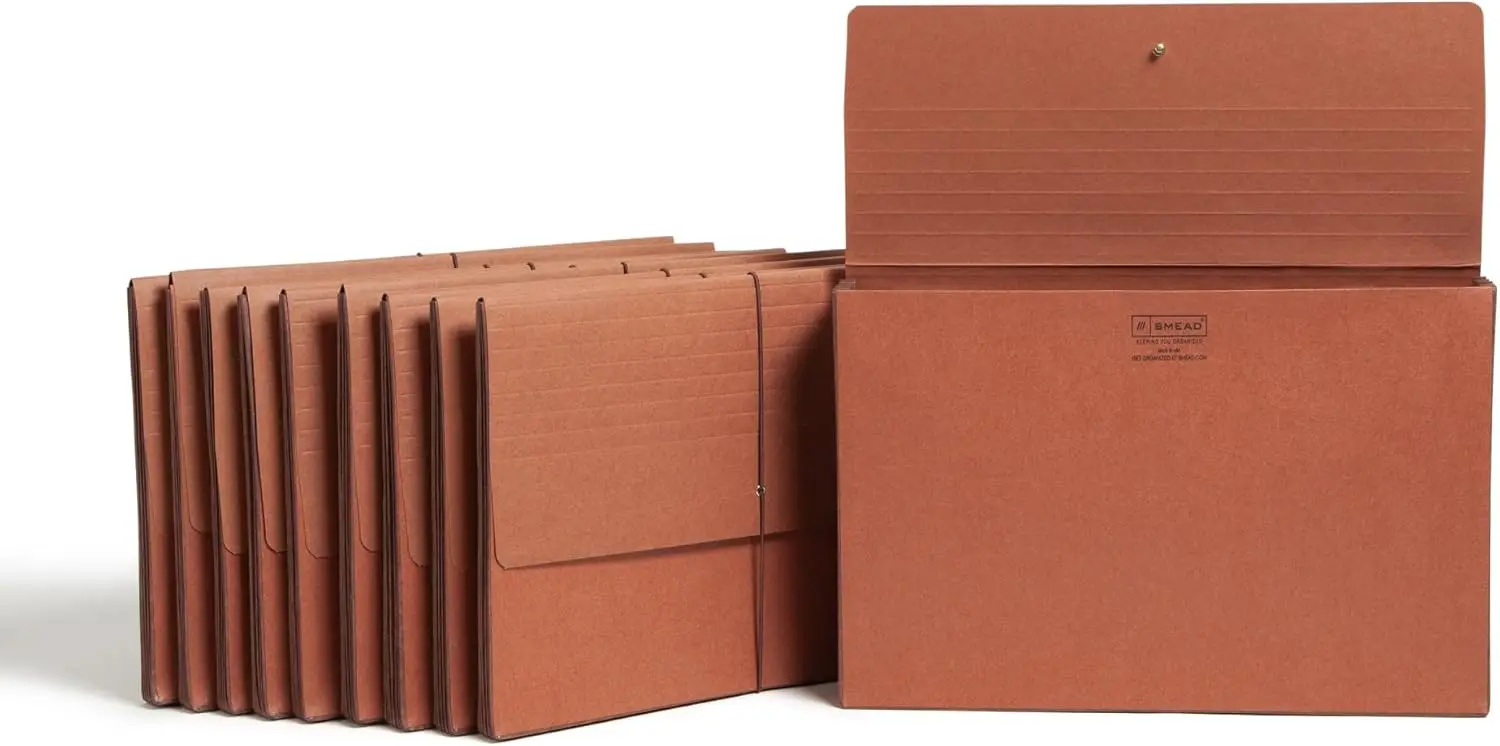 

Red Expanding File Organizer, Legal Size Accordion Folder with Cord Closure, Tear-Resistant, 10 per Box