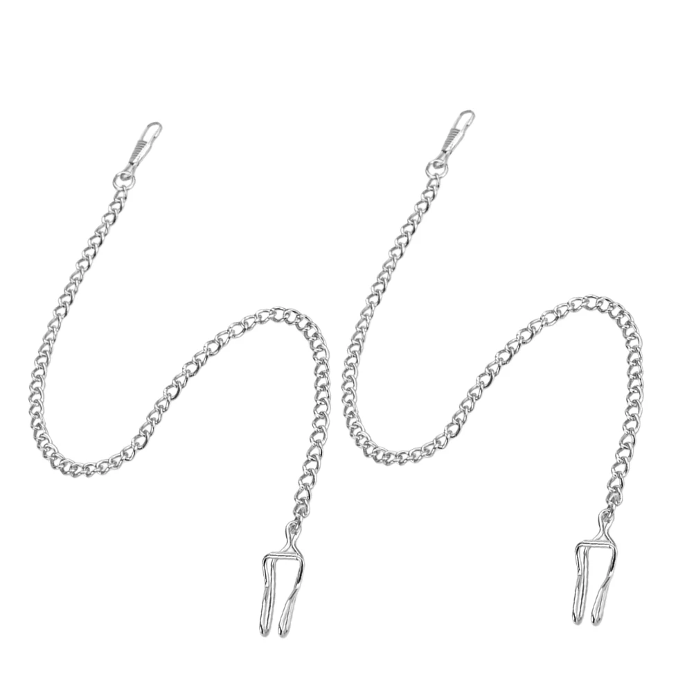 

2pcs Pocket Watch Chain Men Accessory Durable Elegant Versatile Necklace Bracelet Adjustable Keychain Jewelry Chain Wallet