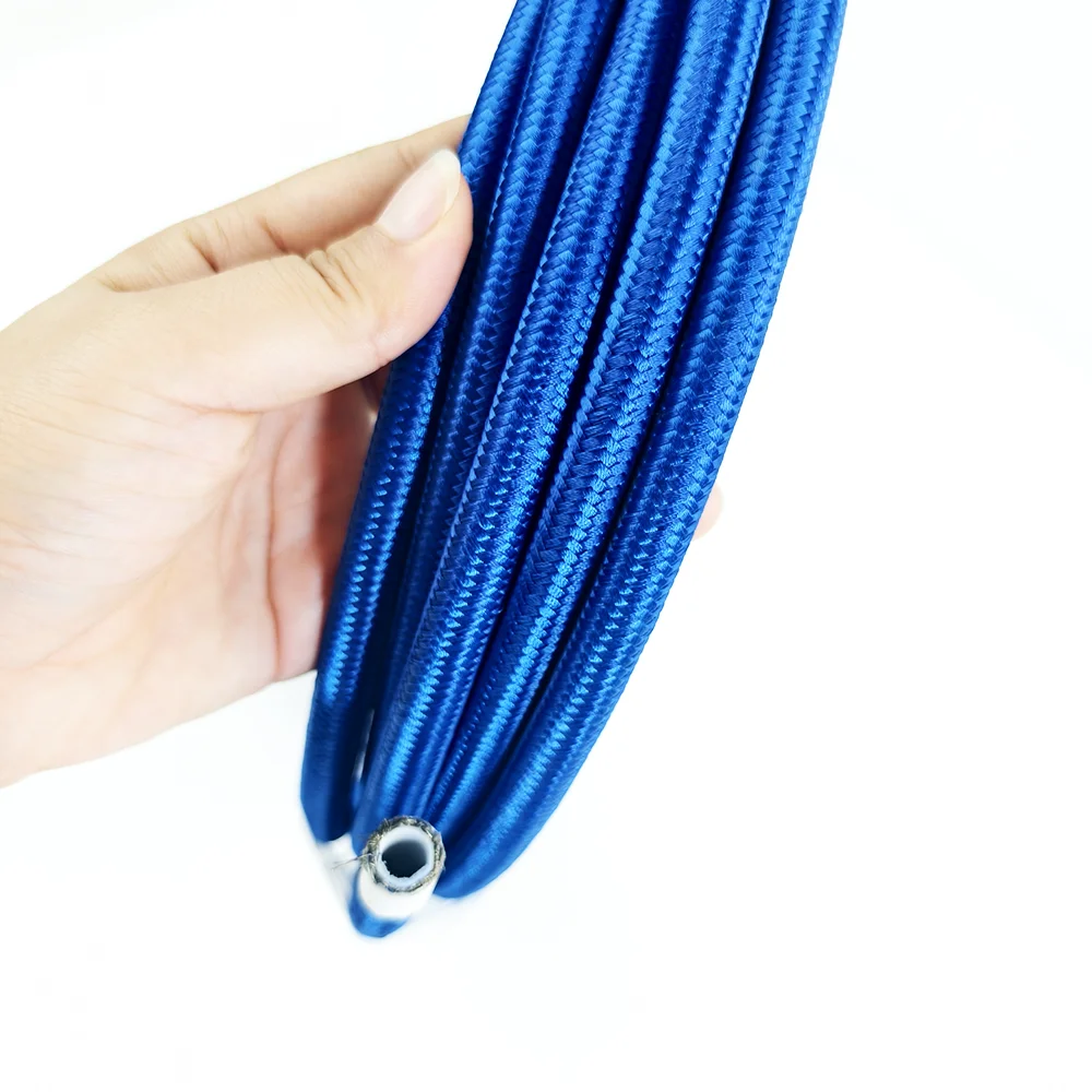

Blue AN4 AN6 AN8 AN10 AN12 Universal Fuel Hose Oil Gas Cooling Hose Nylon Hose Stainless Steel Braided With CPE Rubber Inside