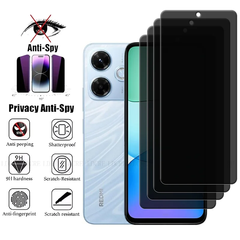 

4Pcs For Xiaomi Redmi 13X Glass For Redmi 13X Screen Protector 9H HD Phone Protective Anti-Spy Privacy Tempered Glass Redmi 13X