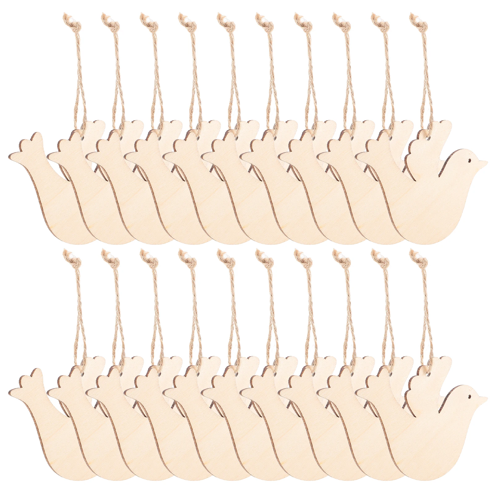 

20Pcs Wooden Bird Cutouts Unfinished Natural Wood Bird Shapes with Rope for DIY Crafts Wedding Party Decorations Home Accents