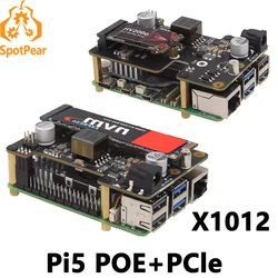 X1012 Raspberry Pi 5 POE And PCIe to M.2 NVMe SSD Board Pi5 2280 Power over Ethernet