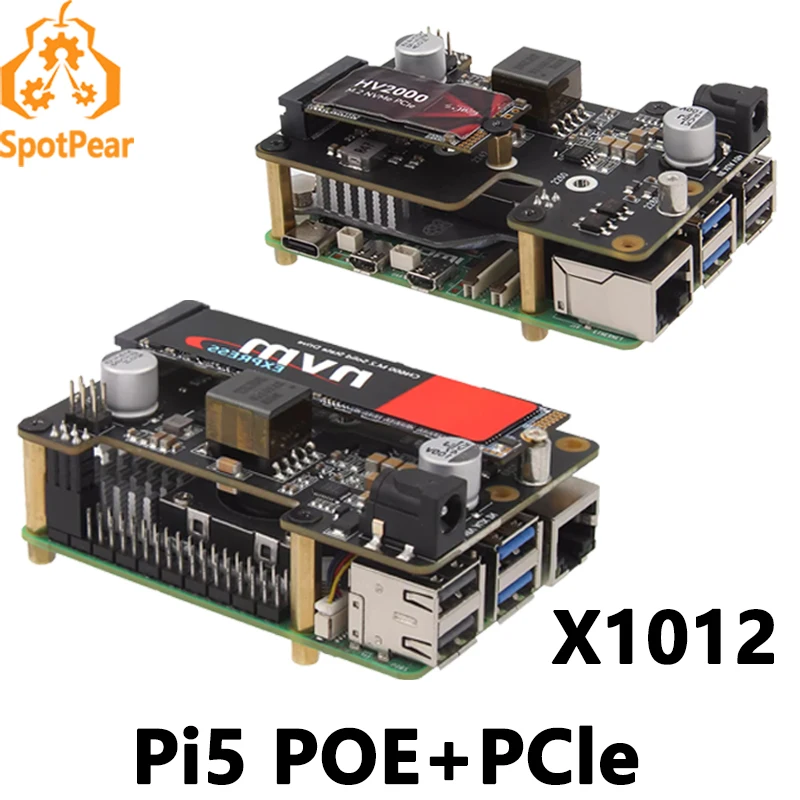 raspberry pi poe e pcie para m2 nvme ssd board power over ethernet x1012 01