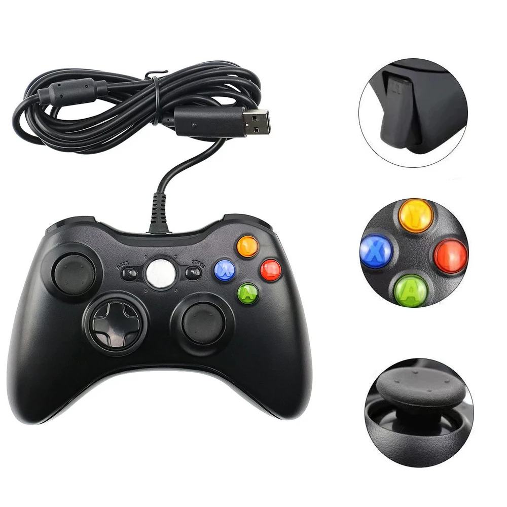 For Xbox 360 Wired Game Controller USB Wired Joystic Gamepad for Microsoft Xbox 360, PC Windows 7,8,10 with Dual-Vibration Turbo