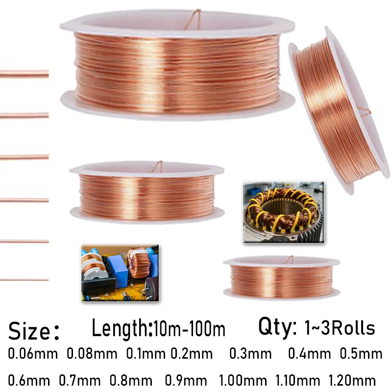 10-100M Bare Coppers Wire Pure Coppers Wire T2 Coppers Coil Conductive Coppers Wire Bare Wire Diameter 0.1-1mm Multi-Purpose