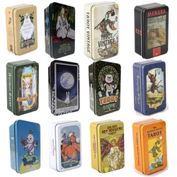 Tarot Cards Deck high quality in Metal Tin Box 10cm*6cm board games gold green-plated Edge cards with paper manual