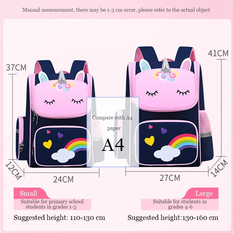 New Large Schoolbag Cute Student School Backpack Cartoon Unicorn Bagpack Primary School Book Bags for Teenage Girls Kids