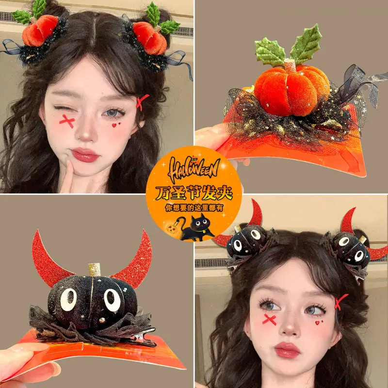 Kids Halloween Hair Clips Witch Hat Pumpkin Spooky Cute Party Decorative Resin Sturdy Lightweight Fun for Girls Hair Clips