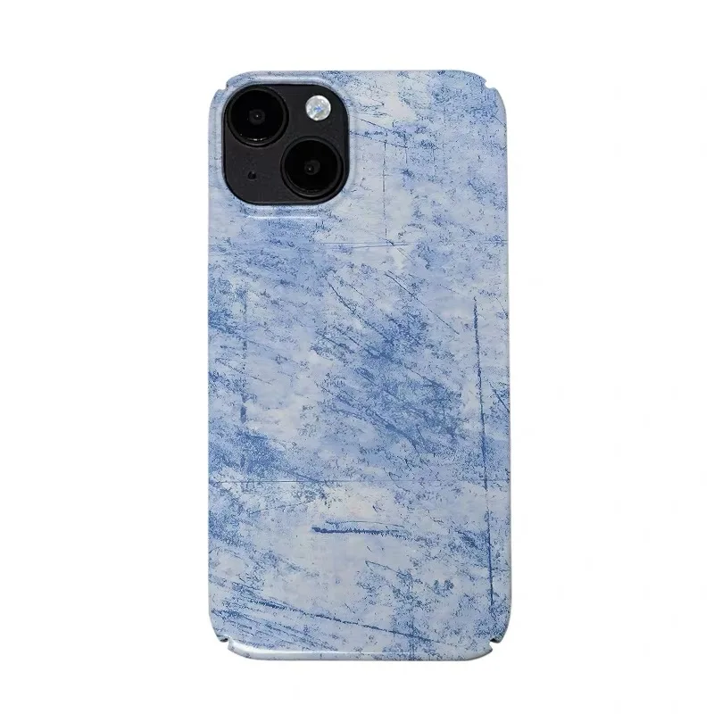 

Ins Korean Blue Graffiti Art Case for IPHONE 17 16 ProMax 15 14 Plus 13 12 MINI 11 PRO 16Plus XR XS MAX SE Acrylic Phone Cover