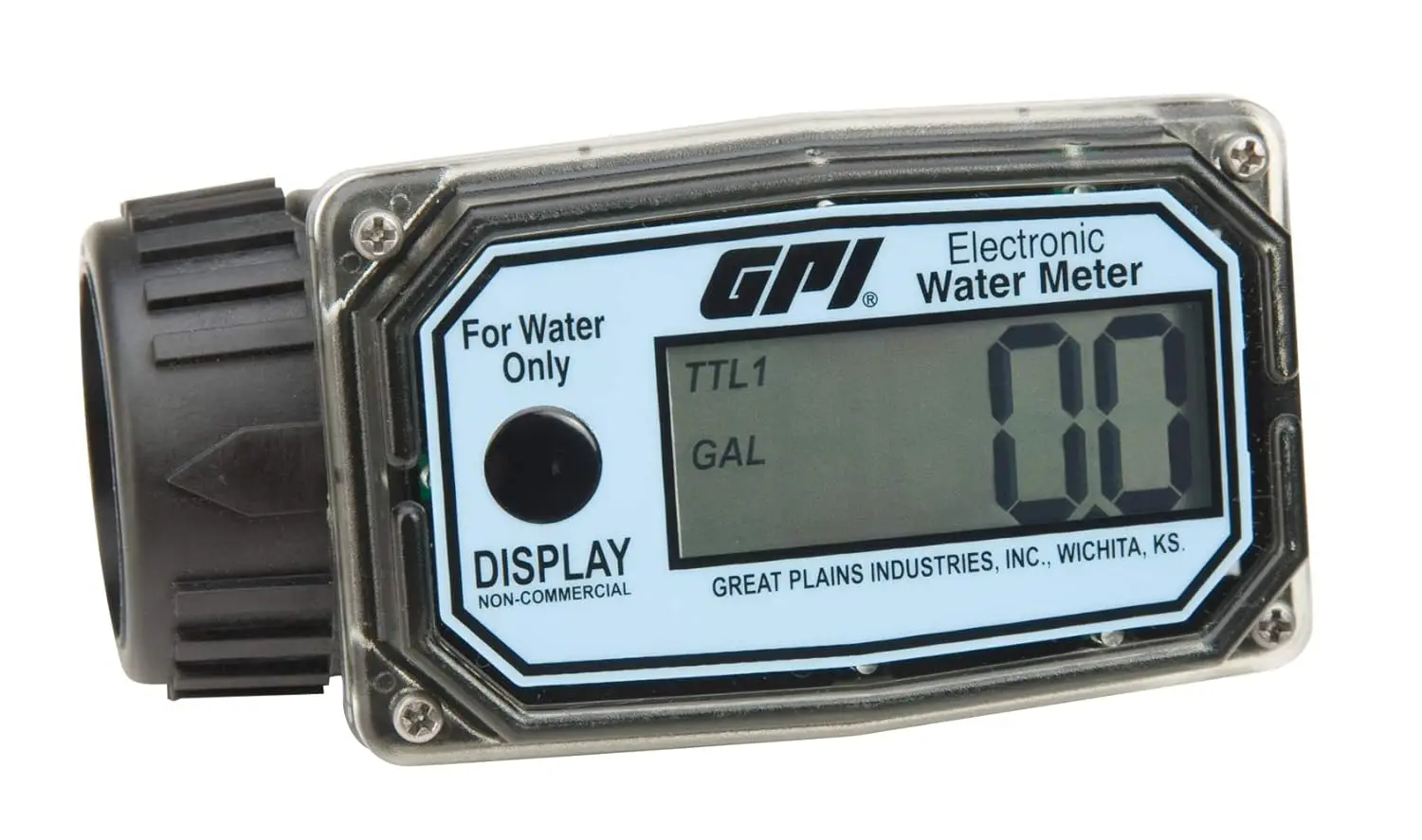 Nylon Turbine Water Flowmeter with Digital LCD Display, 3-30 GPM, 1-Inch FNPT Inlet/Outlet (113255-4)