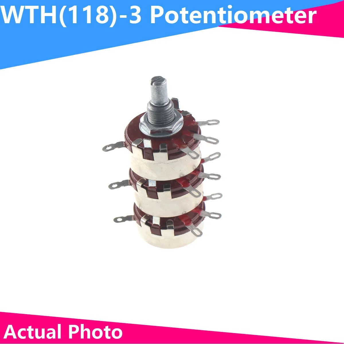 

WTH118-3 2W 1A triplet triple Potentiometer WTH118-1A 2W 470R 1K 2.2K 2K2 3K3 10K 47K 100K 150K 220K 470K 500K 560K 1M 2.2M