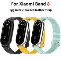 Suitable for Xiaomi band 8  wristband, Metal Connector + braided leather ball buckle fashion sports watchband for miband 8 strap