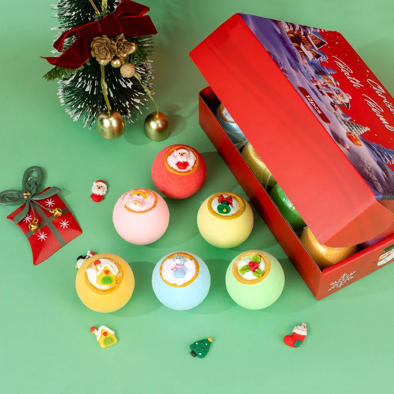 Christmas Bath Salt Ball Set Box Toy Bath Ball Bath Salt Christmas Salt Ball Bathing Accessories Аксессуары Для Ванн