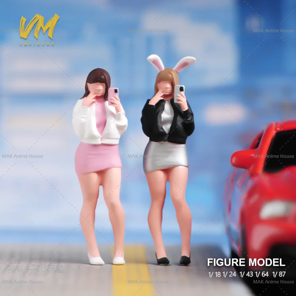 

Miniatures 1/18 1/24 1/64 1/43 1/87 Sexy And Voluptuous Selfie Bunny Ear Girl Figure Model Street Decoration Scene Car Toy