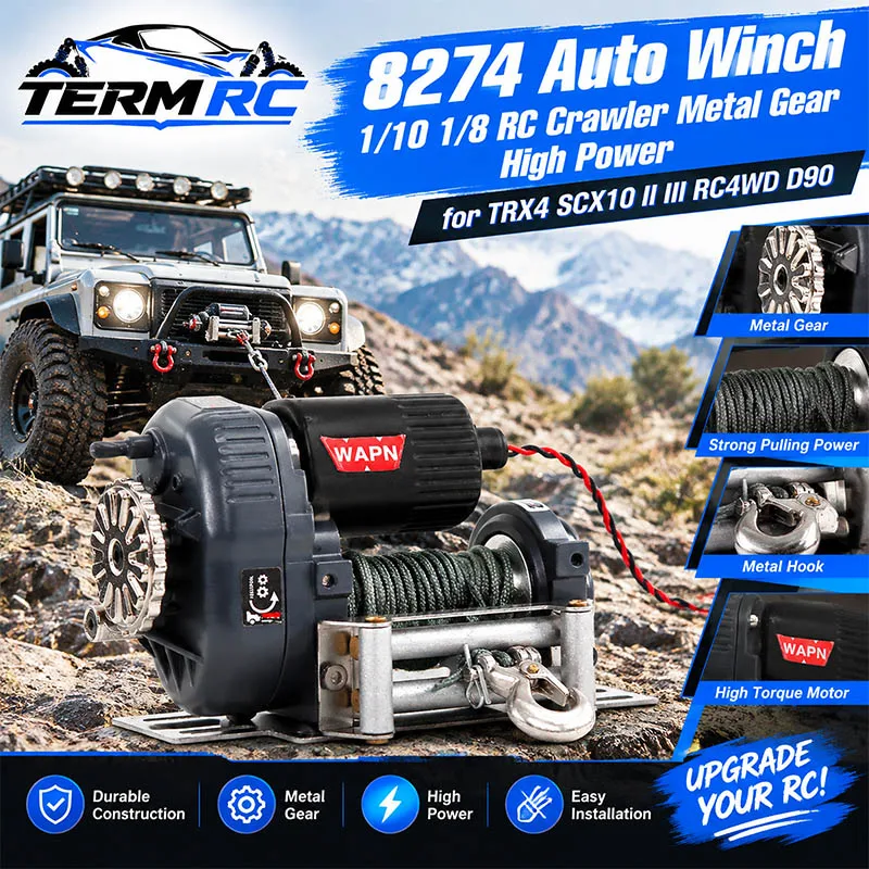 8274 Auto Winch 1/10 1/8 RC Crawler Metal Gear High Power for TRX4 SCX10 II III RC4WD D90