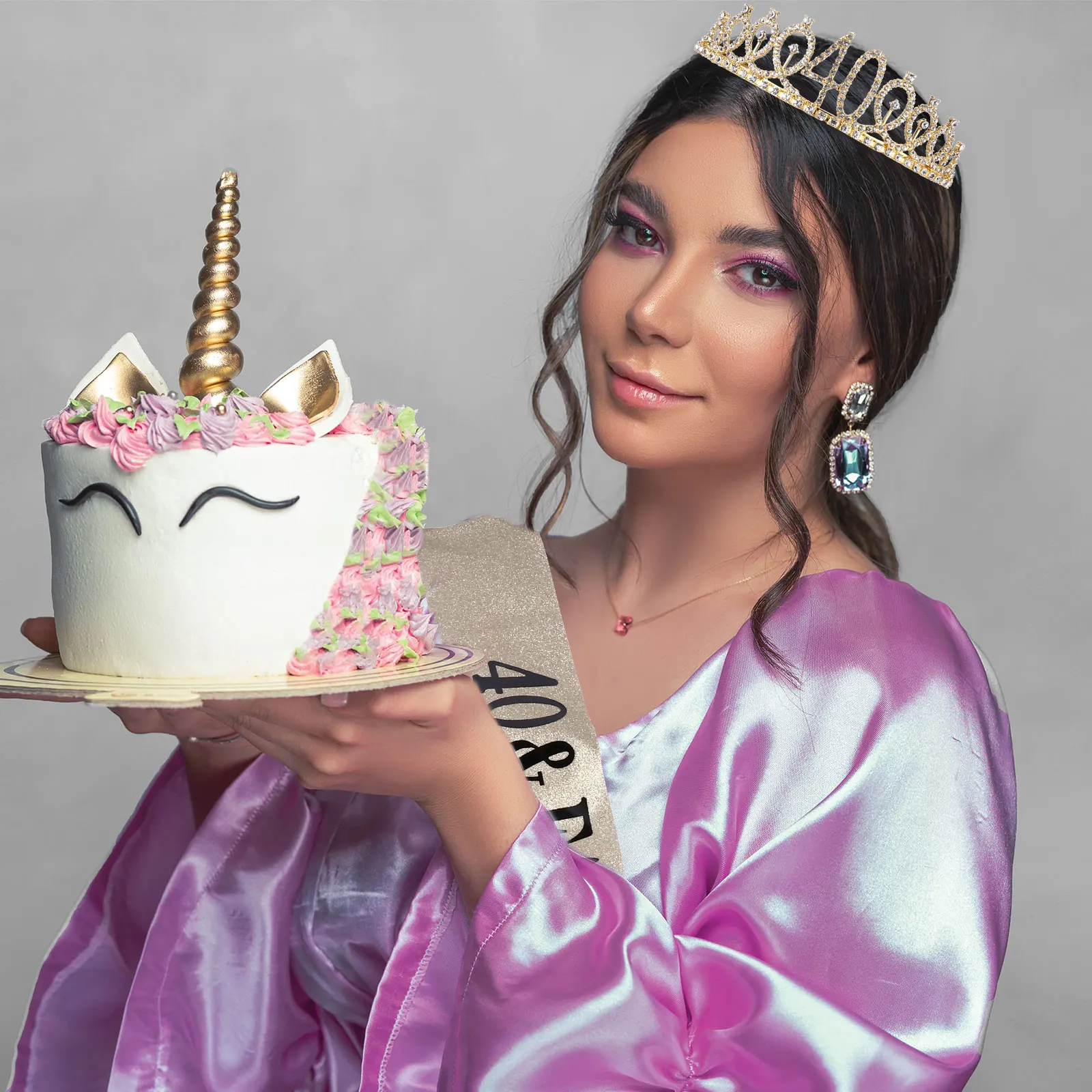 

Golden Alloy Fabric Crown Etiquette Belt Girl Birthday Party Decoration Comfortable Great Gift Hair Styling Accessories