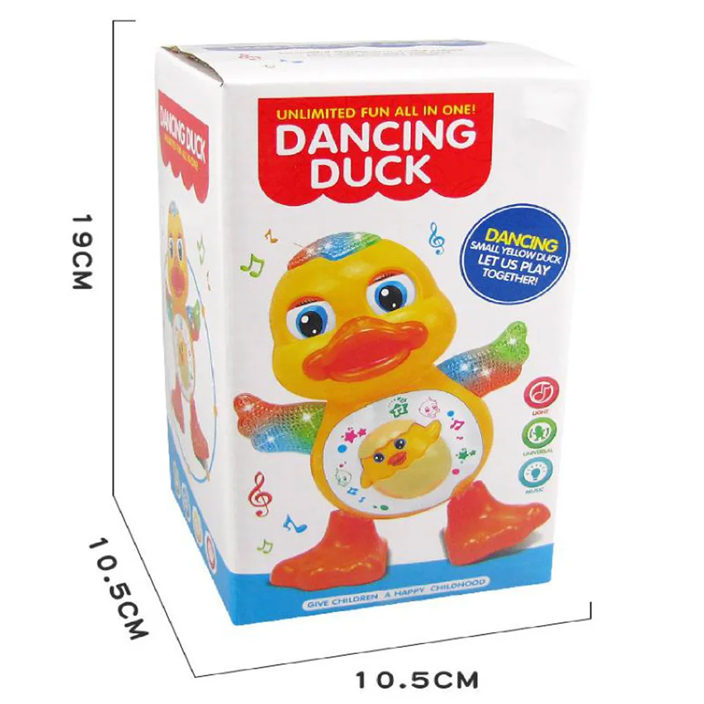 Elektrische dansende eend met muziek en verlichting Vroeg educatief speelgoed Schattig muzikaal cartoondier voor 1+ jaar oude peuterjongensmeisjes