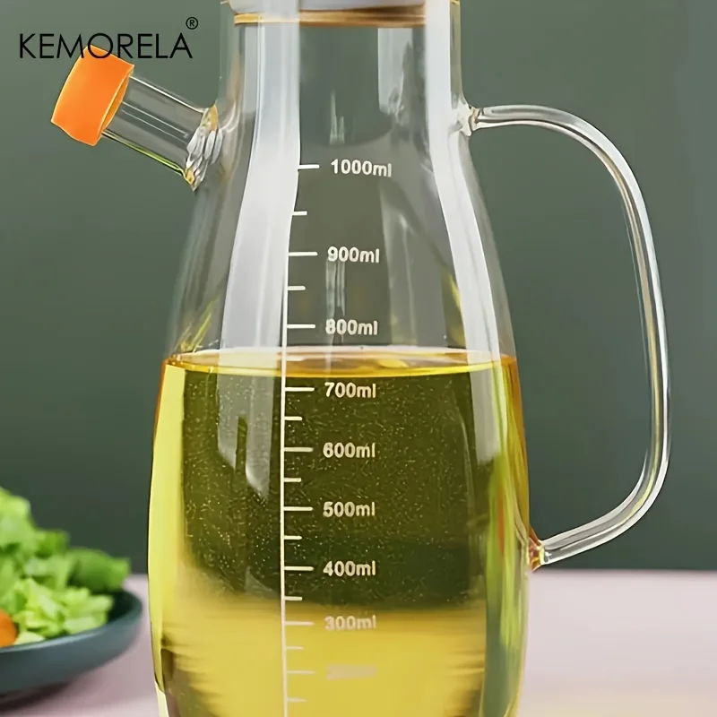 KEMORELA 1PC Glass Olive Oil Bottle BPF Oil Leak-Proof Bottle Kitchen Outdoor BBQ Picnic Condiment Container Kitchen Supplies