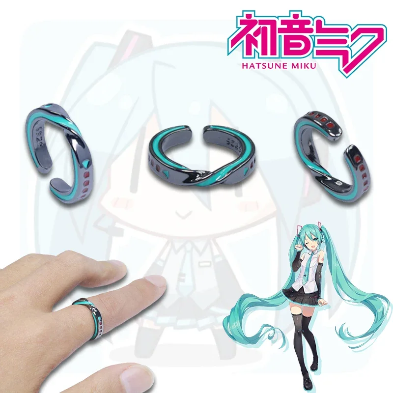 Hatsune Miku Anime Rings Opening Adjustable Ring Metal Plated Jewelry Cosplay Accessories Comic-Con Cute Fashion Fans Gifts