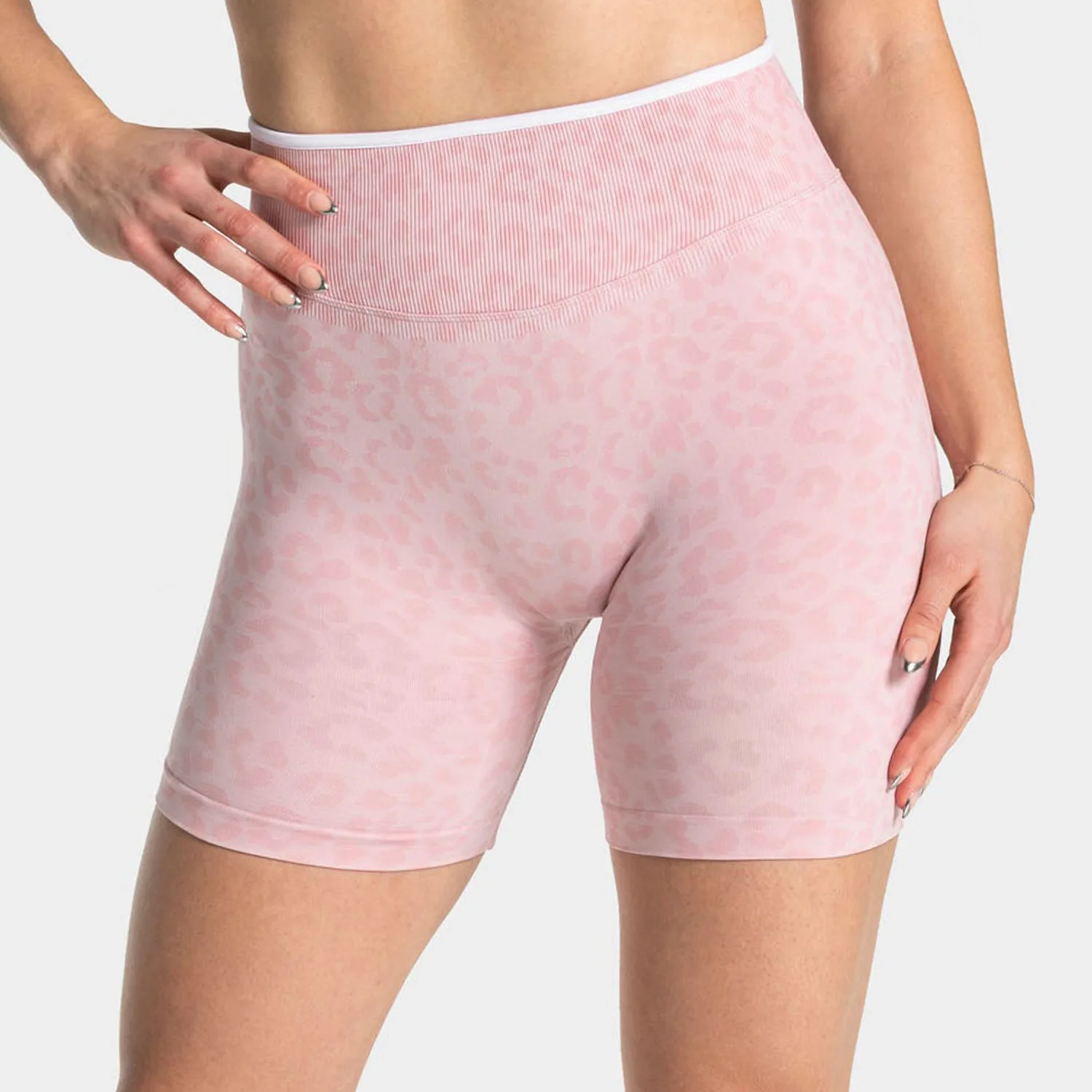 Leopard-Shorts für Damen, nahtlose, formgebende Scrunch-Shorts, Booty-Shorts, High-Waist-Gym-Shorts, dehnbare Fitness-Lauf-Workout-Shorts – Detail 9